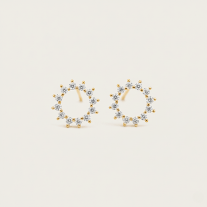 Sunburst Gold and Silver Stud Earrings