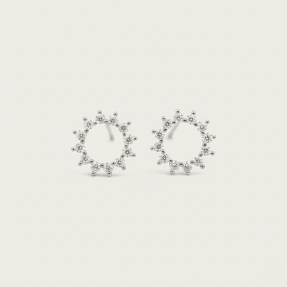 Sunburst Gold and Silver Stud Earrings