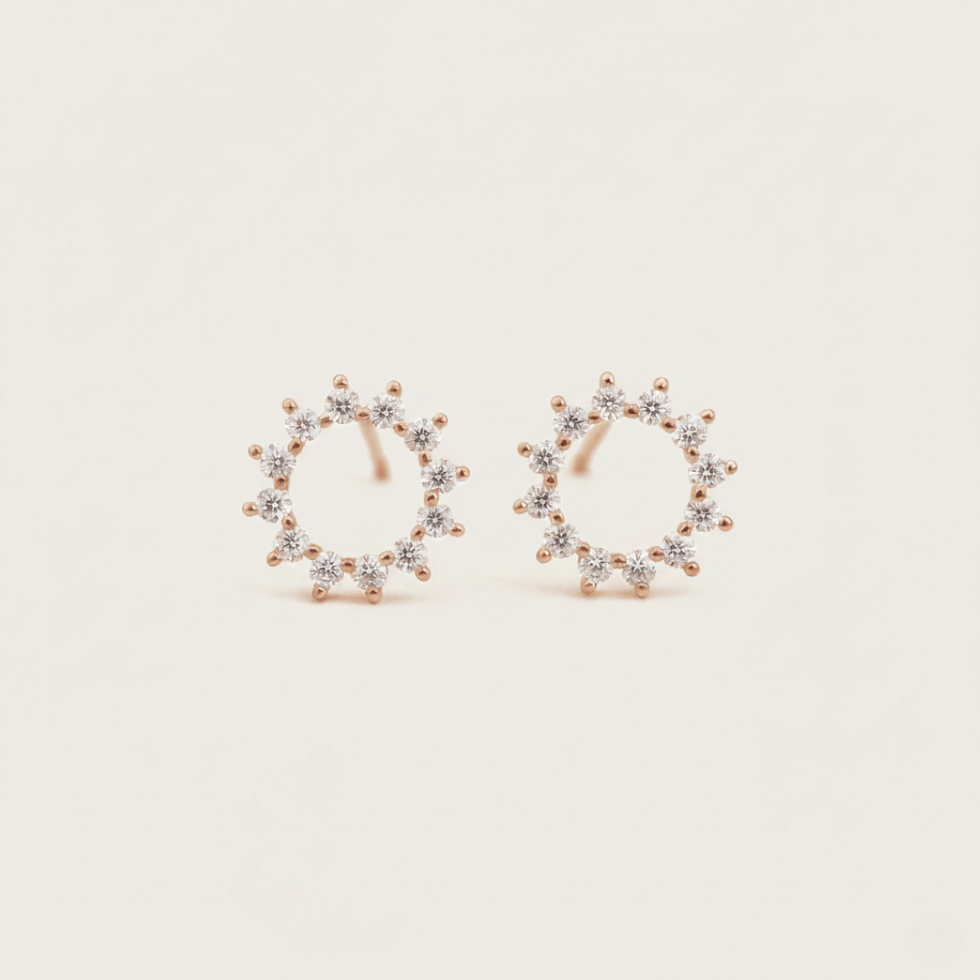 Sunburst Gold and Silver Stud Earrings