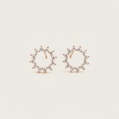 Sunburst Gold and Silver Stud Earrings