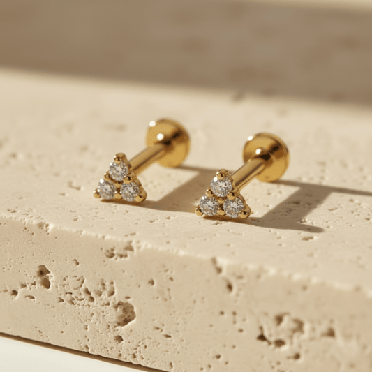 Sunken Peak Gold Stud Earring