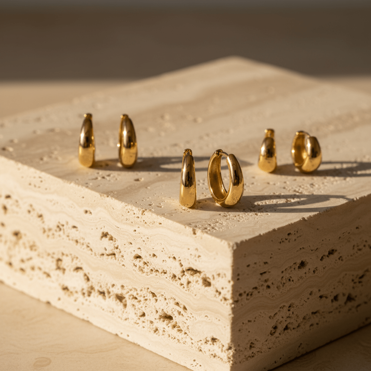 Flow Tapered Gold Hoop Earrings Set