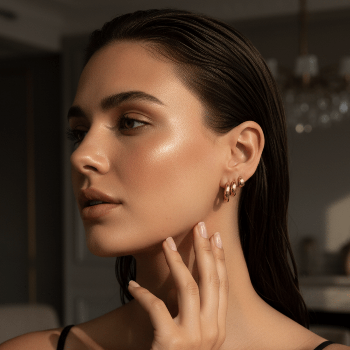 Flow Tapered Gold Hoop Earrings Set