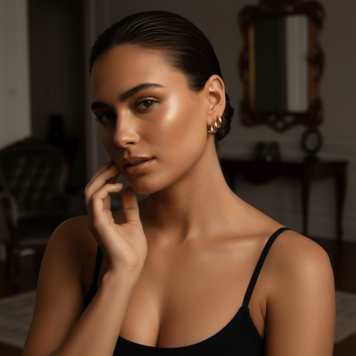 Flow Tapered Gold Hoop Earrings Set