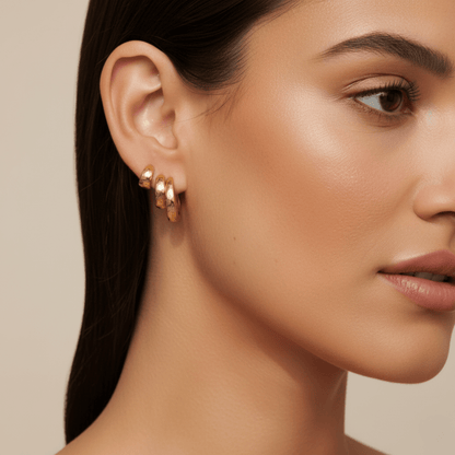 Flow Tapered Gold Hoop Earrings Set