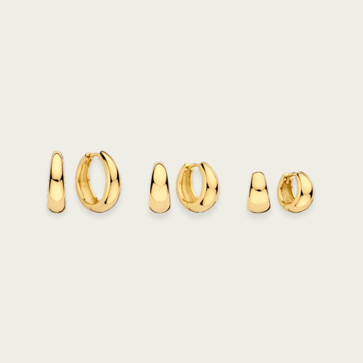 Flow Tapered Gold Hoop Earrings Set