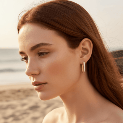 Tidelands Rectangular Gold Hoop Earring