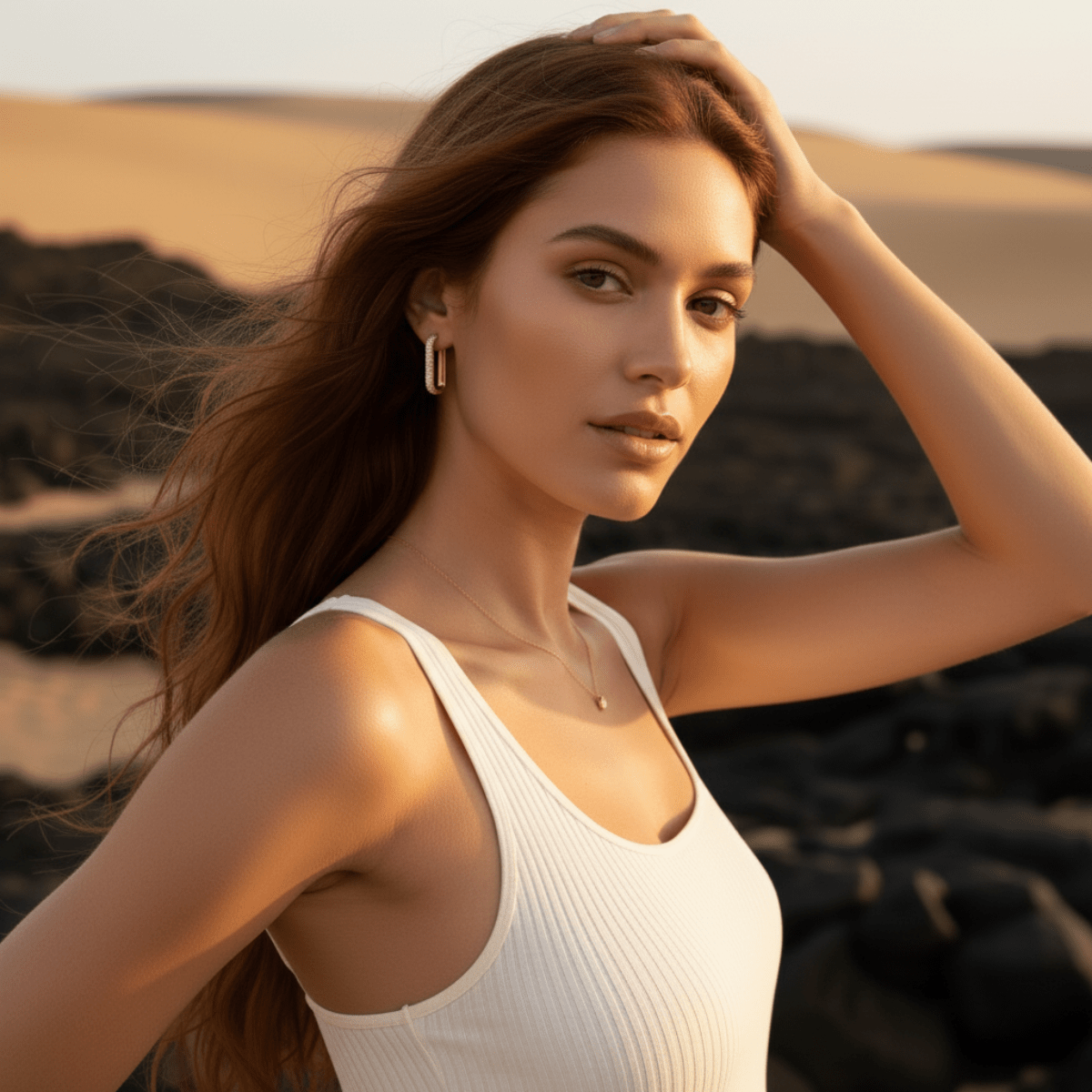 Tidelands Rectangular Gold Hoop Earring