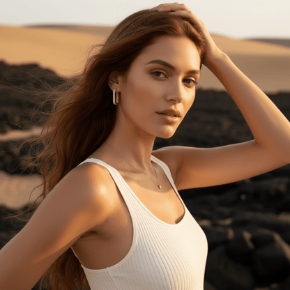 Tidelands Rectangular Gold Hoop Earring