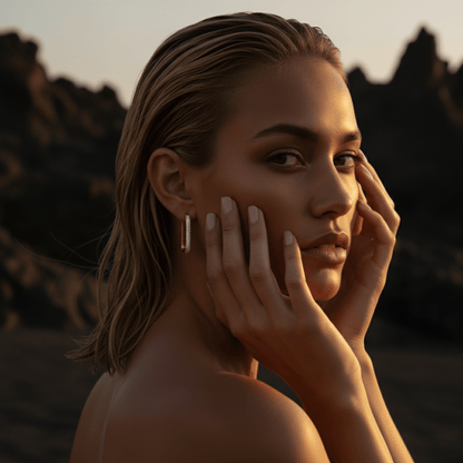 Tidelands Rectangular Gold Hoop Earring