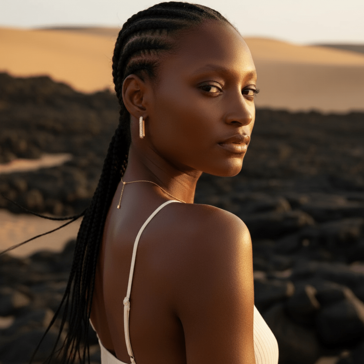 Tidelands Rectangular Gold Hoop Earring