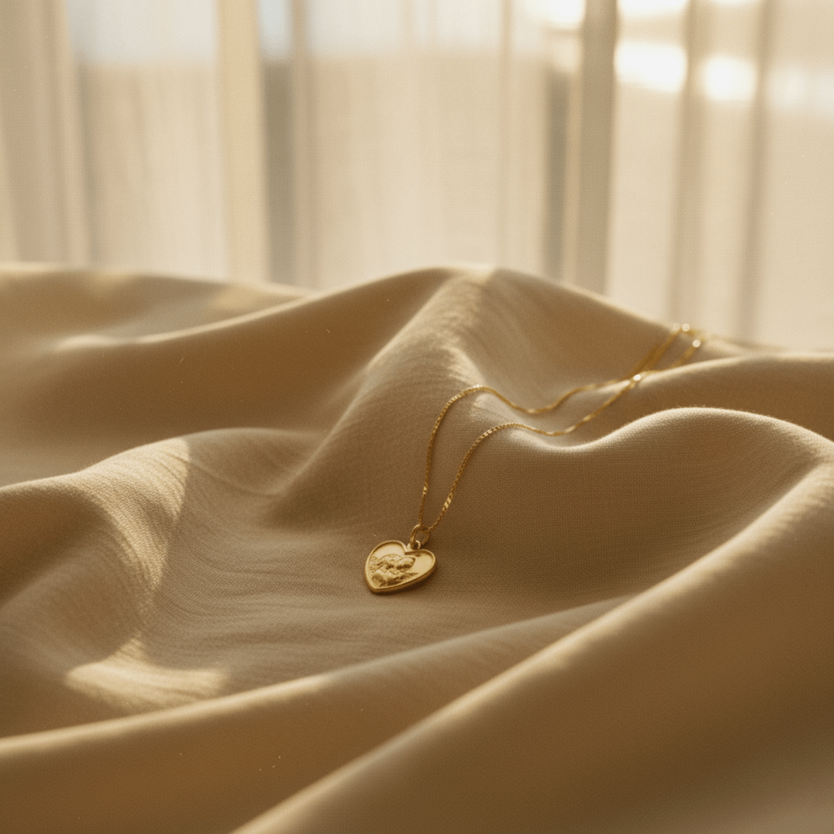 Tiny Angel Heart Pendant Necklace - Gold or Rhodium Plated