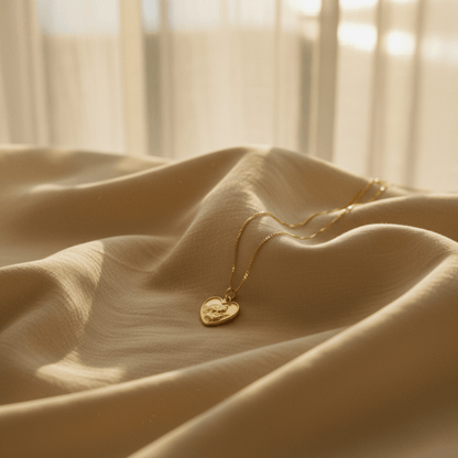 Tiny Angel Heart Pendant Necklace - Gold or Rhodium Plated