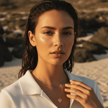 Tiny Angel Heart Pendant Necklace - Gold or Rhodium Plated