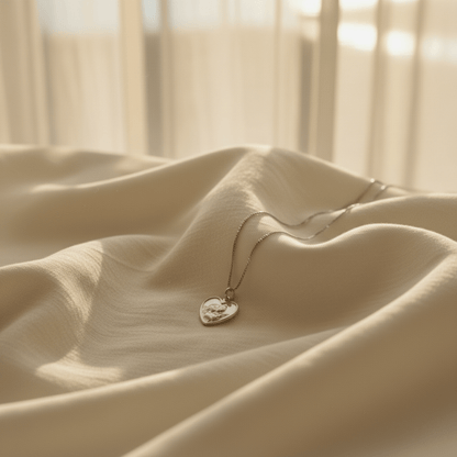 Tiny Angel Heart Pendant Necklace - Gold or Rhodium Plated