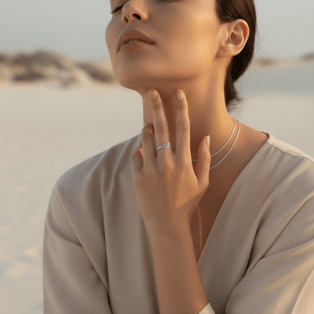 Tiny Script Ring - Customizable Personalized Jewelry in Gold & Silver