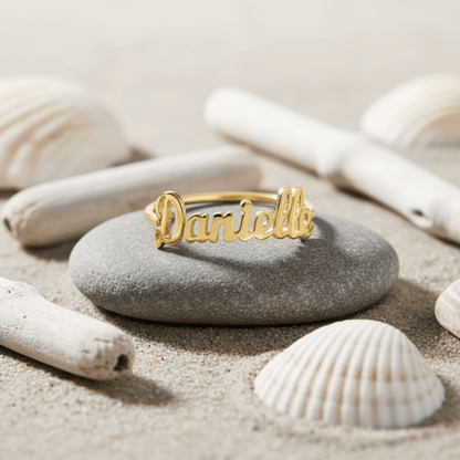 Tiny Script Ring - Customizable Personalized Jewelry in Gold & Silver