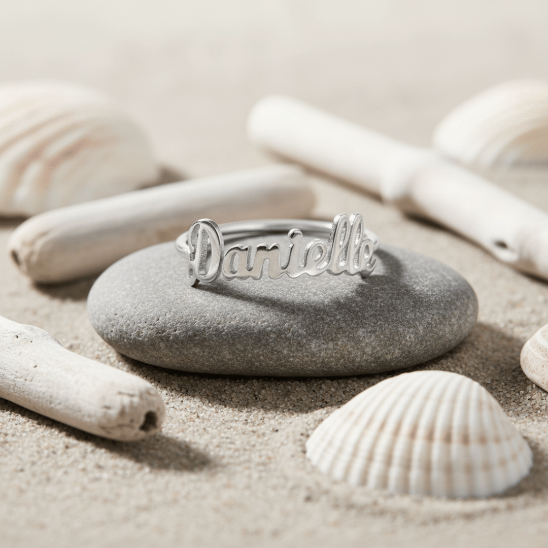 Tiny Script Ring - Customizable Personalized Jewelry in Gold & Silver