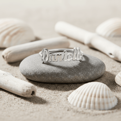 Tiny Script Ring - Customizable Personalized Jewelry in Gold & Silver