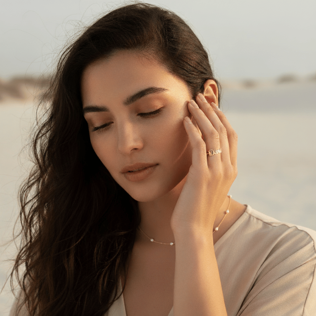 Tiny Script Ring - Customizable Personalized Jewelry in Gold & Silver