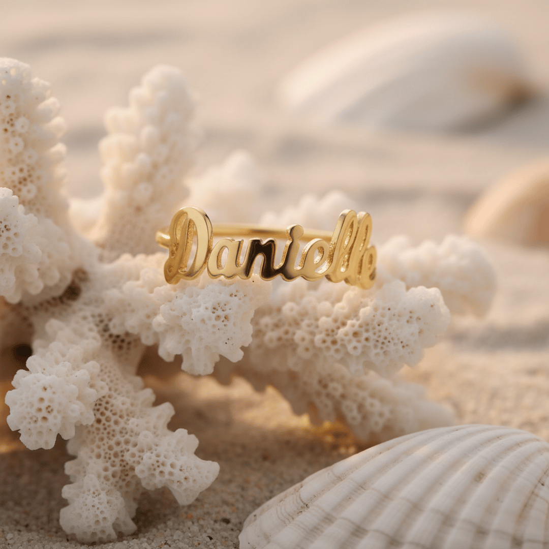 Tiny Script Ring - Customizable Personalized Jewelry in Gold & Silver