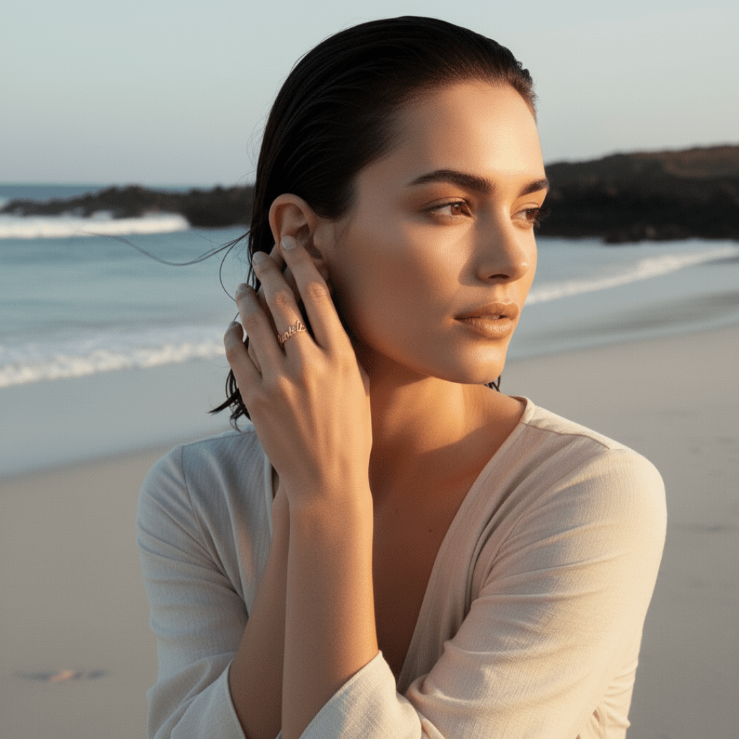 Tiny Script Ring - Customizable Personalized Jewelry in Gold & Silver