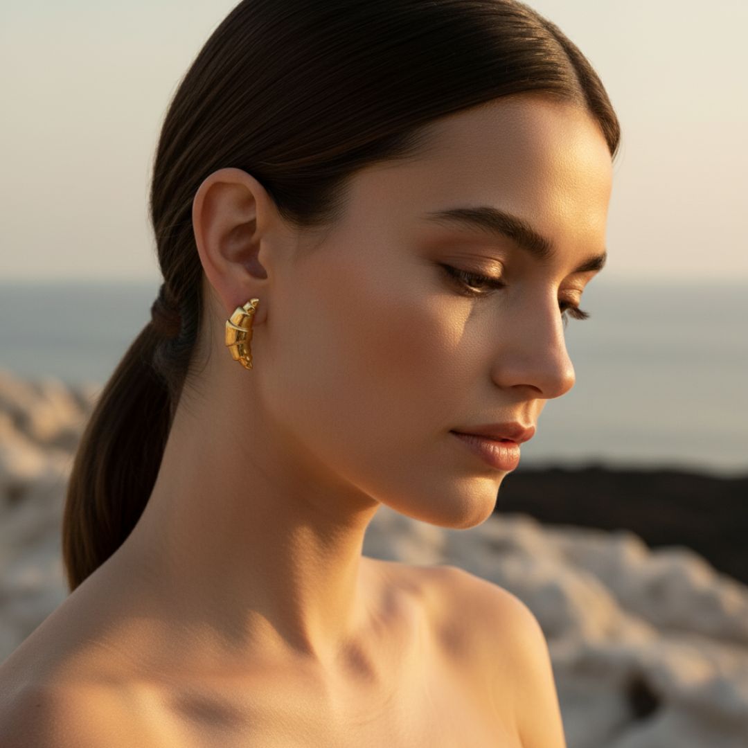 Trendy Croissant Gold Earrings - Unique Gold Coated Design for Any Occasion