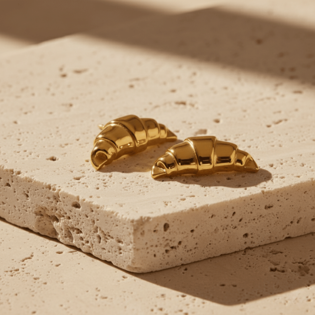 Trendy Croissant Gold Earrings - Unique Gold Coated Design for Any Occasion