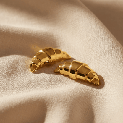 Trendy Croissant Gold Earrings - Unique Gold Coated Design for Any Occasion