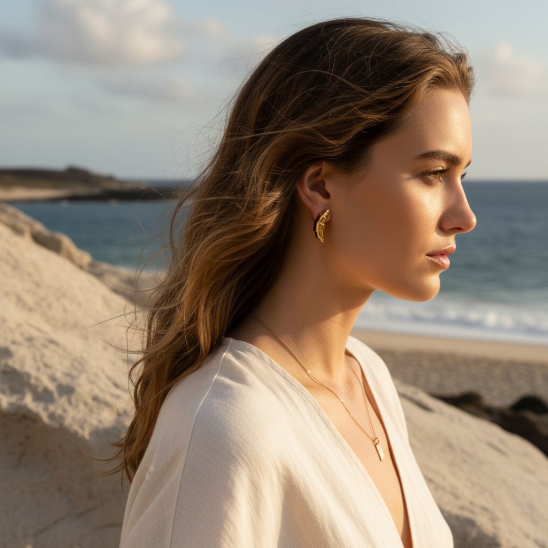 Trendy Croissant Gold Earrings - Unique Gold Coated Design for Any Occasion