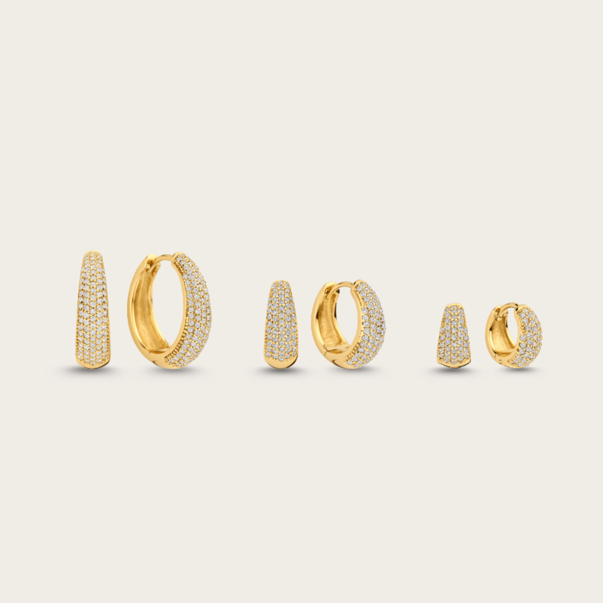 Triple Current Gold Silver Hoop Earrings Set