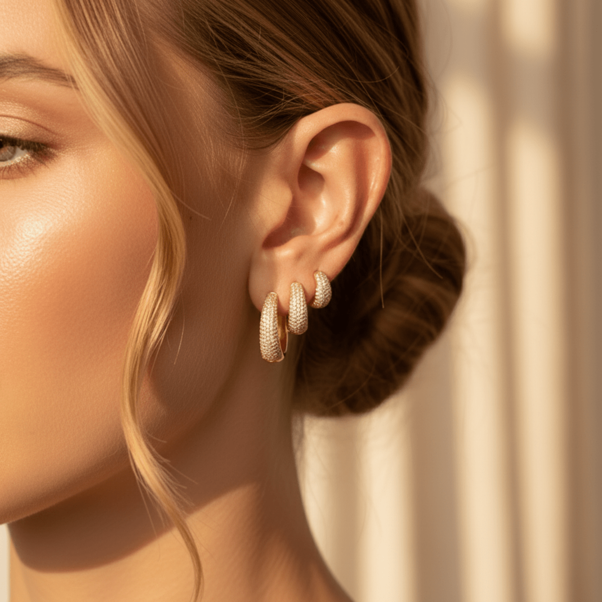 Triple Current Gold Silver Hoop Earrings Set