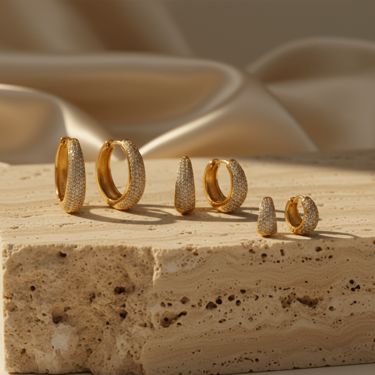 Triple Current Gold Silver Hoop Earrings Set