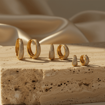 Triple Current Gold Silver Hoop Earrings Set