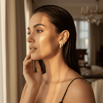 Triple Current Gold Silver Hoop Earrings Set