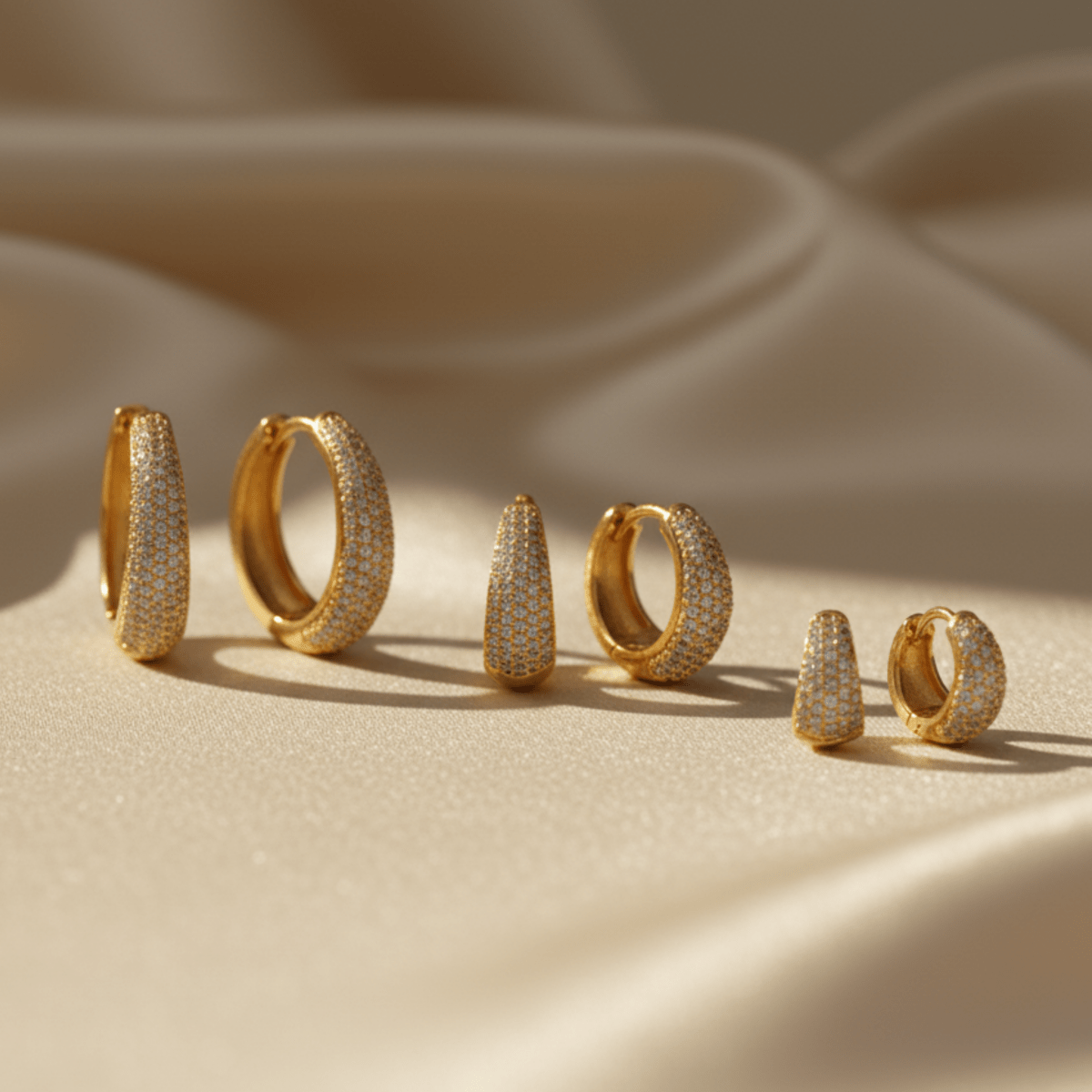 Triple Current Gold Silver Hoop Earrings Set