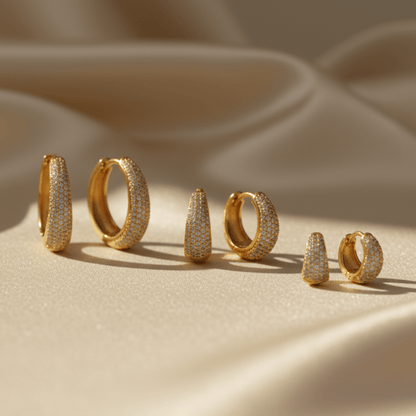 Triple Current Gold Silver Hoop Earrings Set