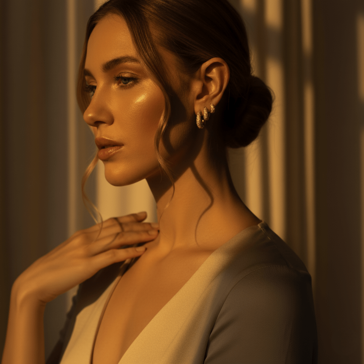 Triple Current Gold Silver Hoop Earrings Set