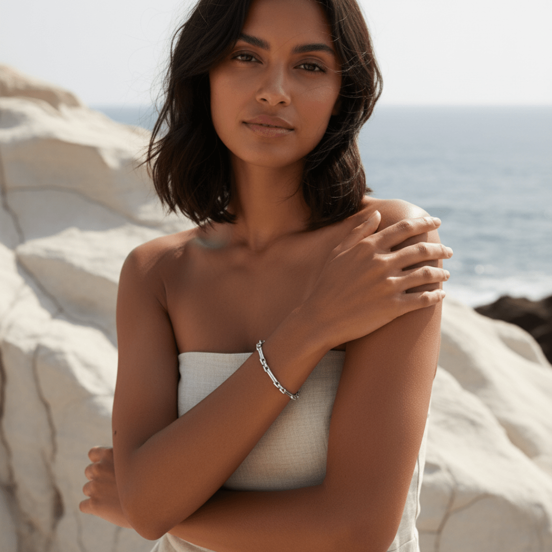 Harmonious Wave Gold Silver Chain Bracelet